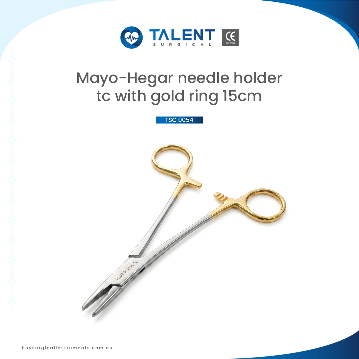 0054-2.jpg Mayo Hegar Needle Holder Tc Gold Ring 15cm - Image 1