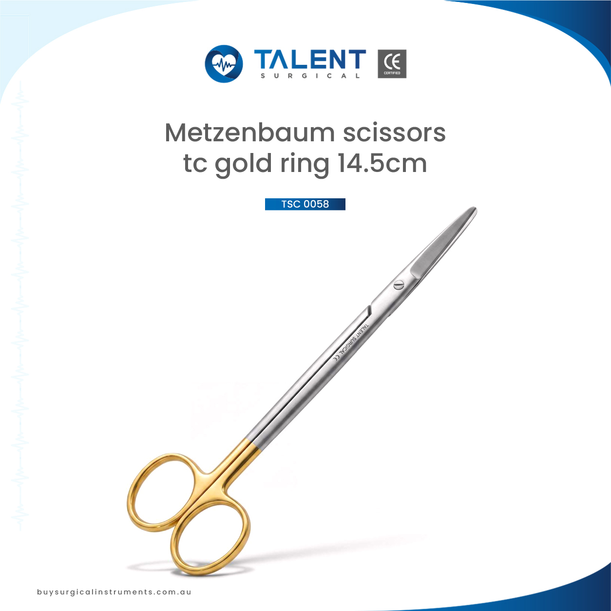 0058-1.jpg Metzenbaum Scissors Tc Gold Ring 14.5cm - Image 1