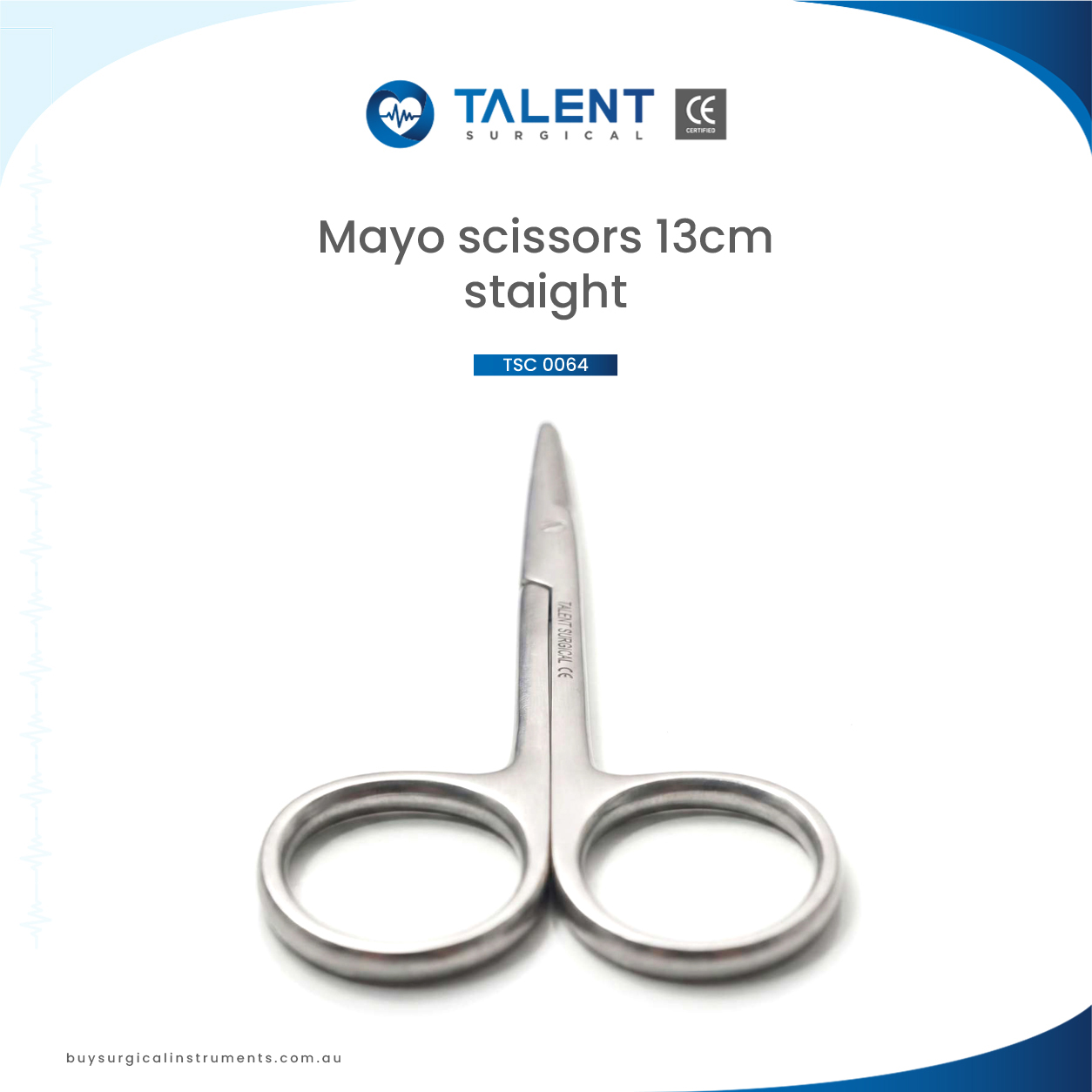 0064-1-2.jpg Mayo Scissors 13cm str - Image 1