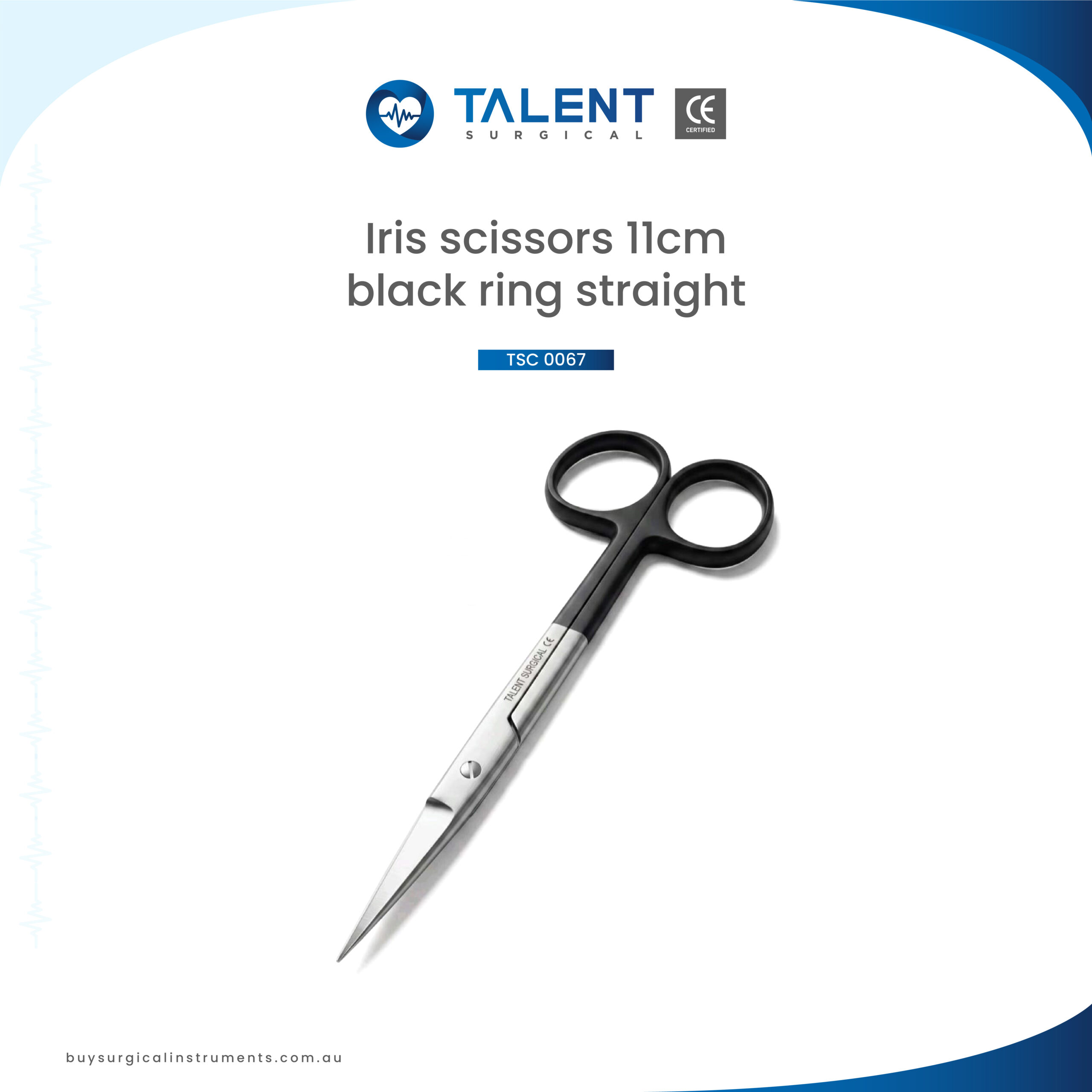 forceps Ć© Iris Scissors Black Ring STR 11cm - Image 1