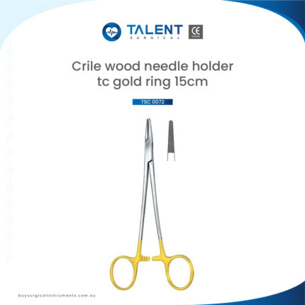 Crile Wood Needle Holder Tc Gold Ring 15cm